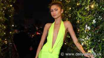 Zendaya commands attention in a plunging neon green gown at steamy tennis film Challengers premiere afterparty in LA