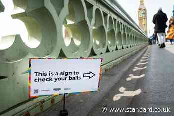 Ballsy testicular cancer awareness campaign unveiled on Westminster Bridge