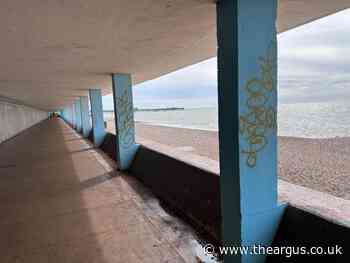 Hastings seaside promenade walls vandalised with graffiti