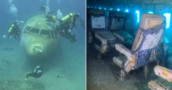 Eerie deep sea footage inside sunken passenger plane mistaken for MH370