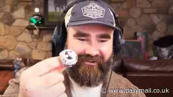 Jason Kelce LOST his Super Bowl ring at New Heights live and fears 'it is in a landfill site in Cincinnati' - as Travis calls him 'such a f***ing imbecile'
