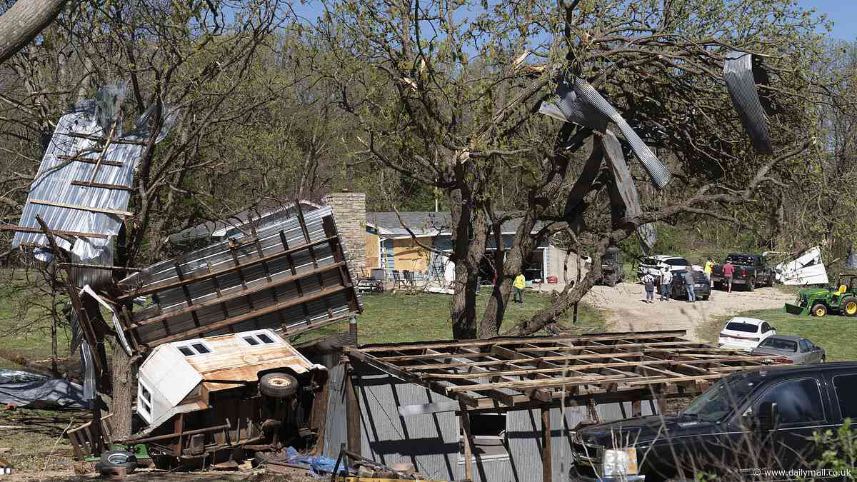 Devastating tornado damage and multiple injuries in Kansas after two DOZEN twisters rip through heartland