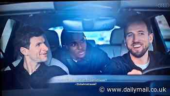Harry Kane shows off his German as he stars in an Audi advert alongside Bayern Munich team-mates Thomas Muller and Mathys Tel - but it's the World Cup winner who steals the show