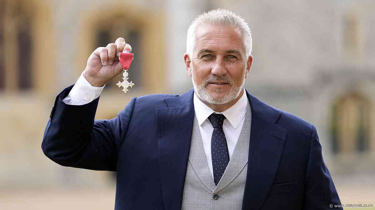 Paul Hollywood receives an MBE for services to broadcasting and baking from Princess Anne as he admits he would pick William and Kate to appear on Bake Off: 'They would be more than welcome!'