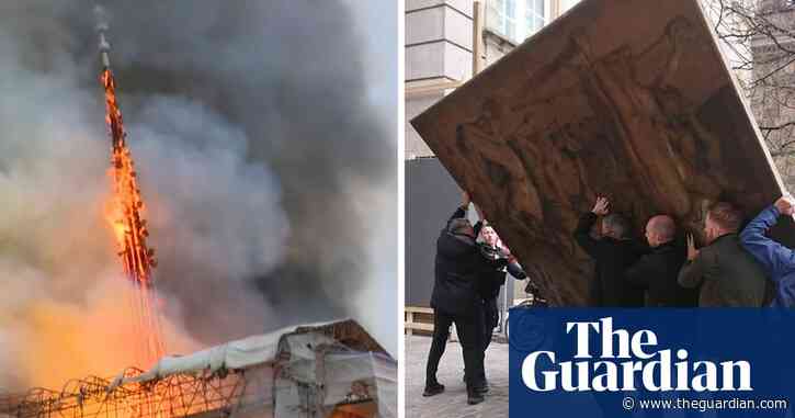 Paintings rescued after fire breaks out at Copenhagen's old stock exchange – video