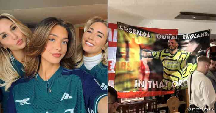 Arsenal WAGs land in Munich as fans unveil hilarious Ben White banner