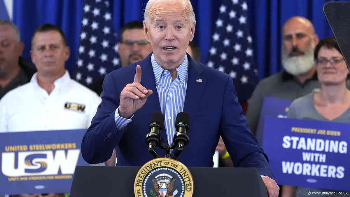 Biden takes his first swipe at Trump for the Manhattan criminal trial: President jokes about rival being 'busy' in court and rips into him for Pennsylvania losing 270,000 jobs while he was president