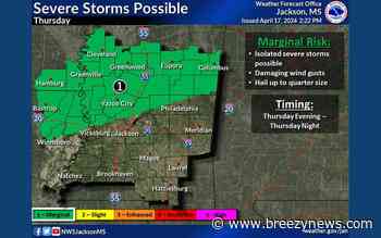 Storms Possible Locally Thursday Night
