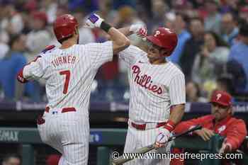 Schwarber homers twice and Sánchez pitches 6 strong innings as Phillies finish sweep of Rockies