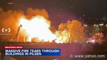 Massive fire tears through Pilsen buildings, home collapses