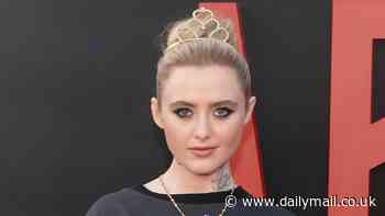 Kathryn Newton channels edgy punk rock look with fake tattoos as she joins a glamorous Melissa Barrera at the LA premiere of horror flick Abigail