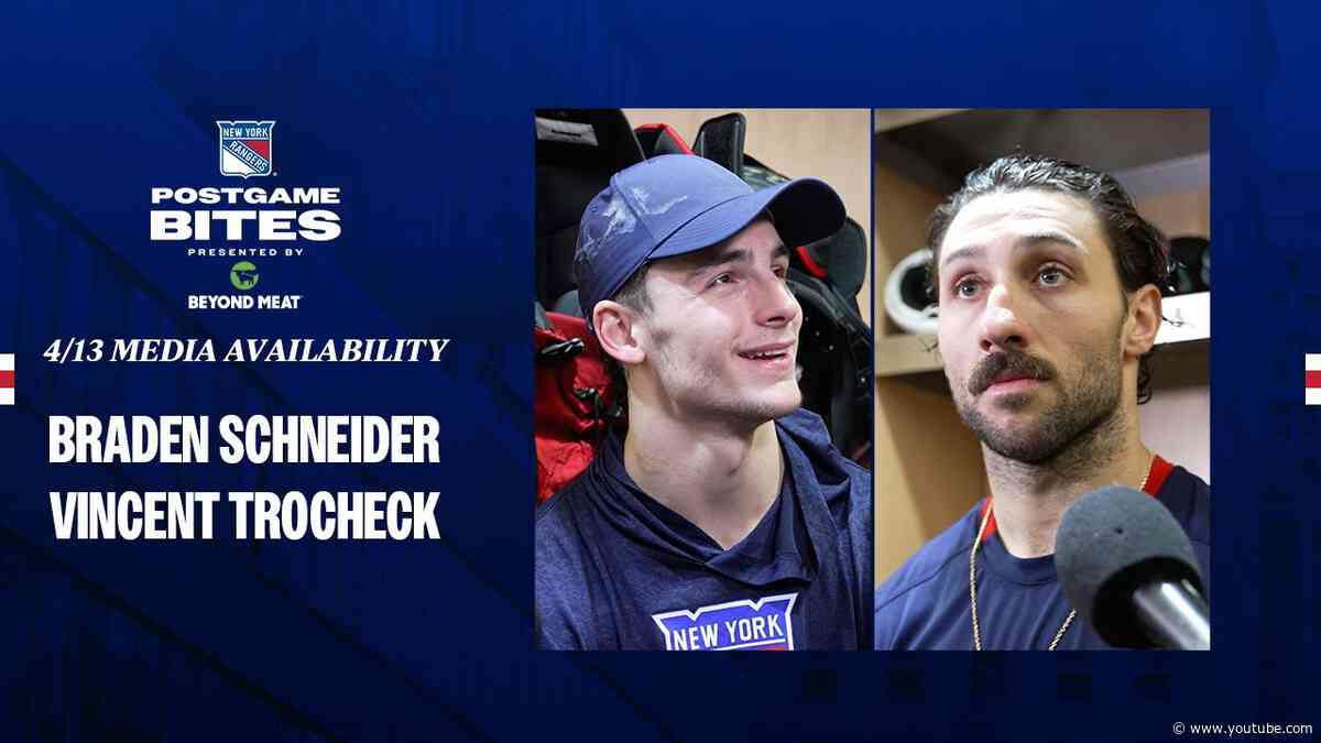 NYR vs NYI: Braden Schneider and Vincent Trocheck Postgame Availability | April 13, 2024