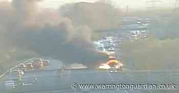 Disruption remains on M56 for resurfacing after huge fire