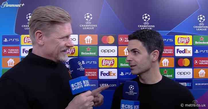 Mikel Arteta disagrees with Peter Schmeichel’s striker suggestion after Arsenal’s Champions League exit