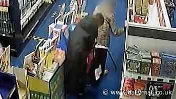 Despicable moment young female thief grabs elderly woman's handbag from her trolley in WHSmith