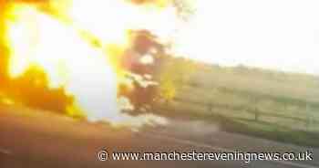 M56 lorry fire: Dramatic footage shows 'scary' moment HGV goes up in flames