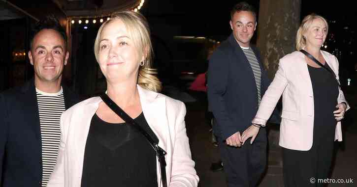 Ant McPartlin beams alongside heavily pregnant wife Anne-Marie Corbett on pre-baby outing
