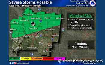 NWS: Storms Possible Locally