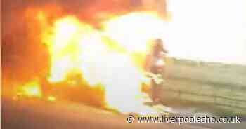 M56 footage shows terrifying moment lorry burst into flames
