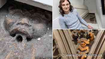Couple in Lincoln are baffled to discover a 'Medieval' gargoyle hidden under a trapdoor in their toilet