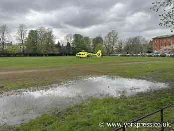 Critical care unit and air ambulance at incident in York