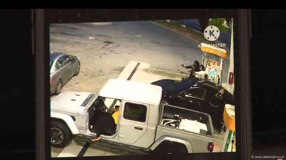Atlanta or Afghanistan? Wild shootout breaks out at gas station with one gunman wielding an AK-47: Three bystanders are wounded and just one arrest is made