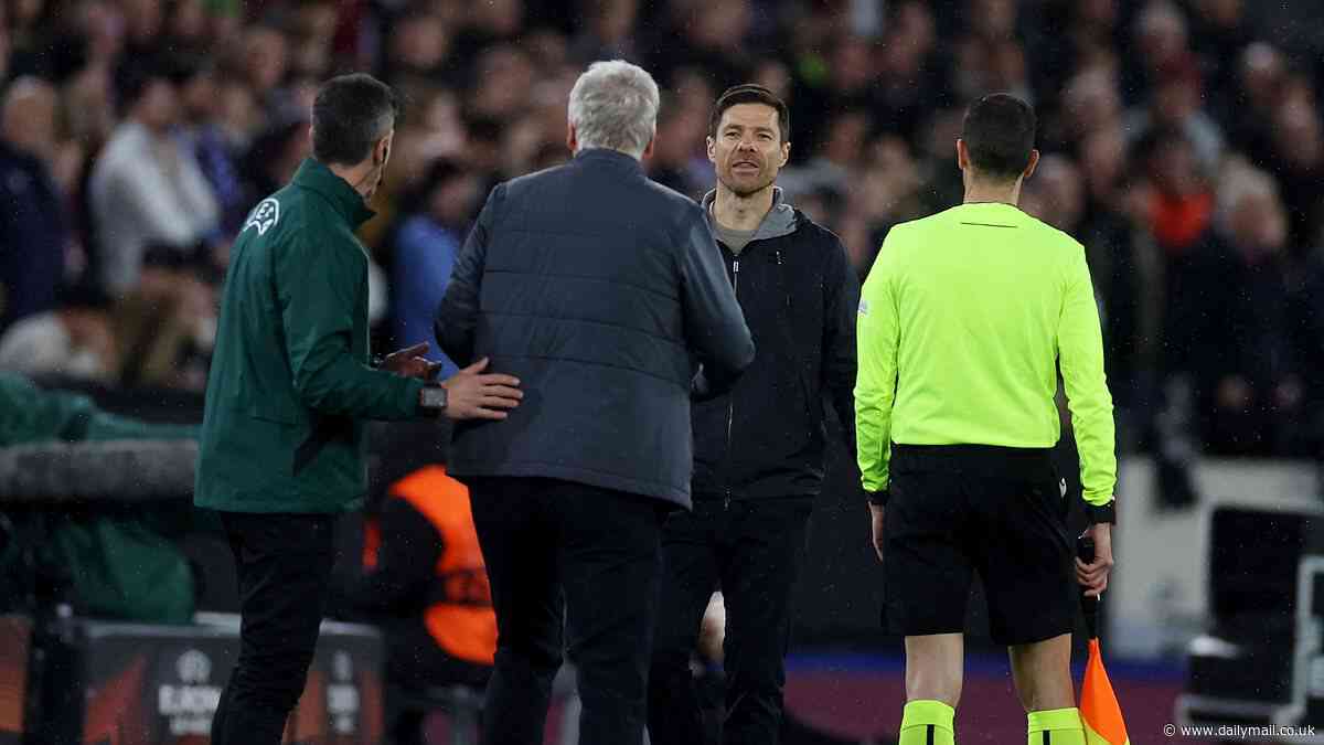 Bayer Leverkusen boss Xabi Alonso hints that David Moyes calling his bench a 'disgrace' last week sparked bust-up with West Ham dug-out in return leg that saw two assistant coaches sent off