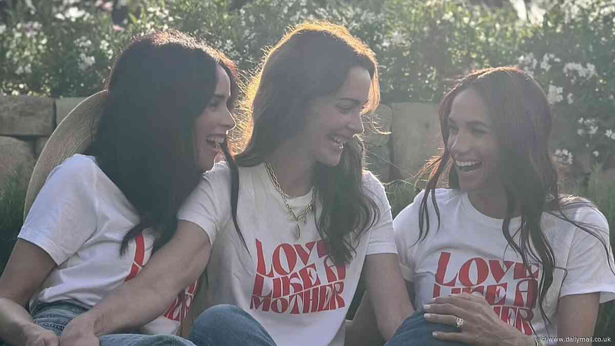 Meghan Markle models 'love like a mother' t-shirt as she laughs with Suits co-star Abigail Spencer and jam-reviewing friend Kelly Zajfen