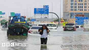 Airport runway submerged in Dubai flash floods