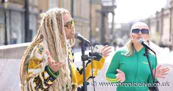 The Voice UK winners Jen and Liv busk in Newcastle as Hunni's debut single launched