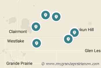 Reported power outages east of Grande Prairie