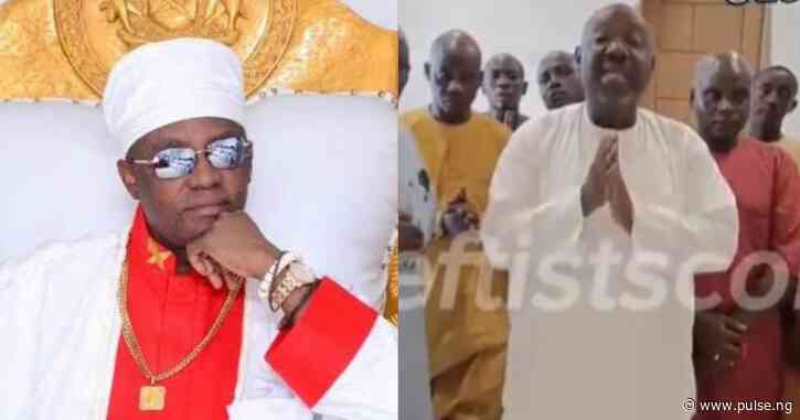 Forgive me my papa - Hausa traditional ruler kneels to beg Oba of Benin