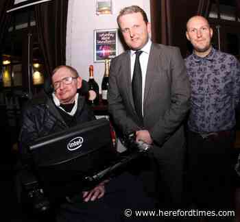 Stephen Hawking sips on champagne in Hereford wine bar