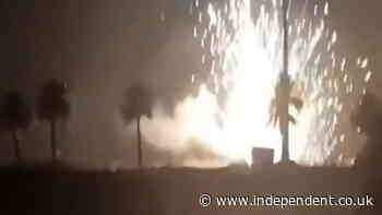 Moment huge explosion hits base of Iranian-backed Iraqi army unit