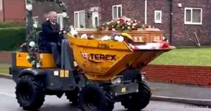 Dad’s request for family to ‘stick him in a dumper truck’ at funeral comes true