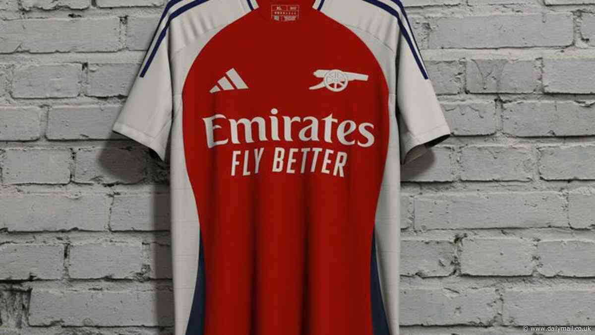 Arsenal's 'leaked' kit for next season mocked by Spurs fans online, who cheekily claim the red part is 'shaped like a bottle' in honour of Mikel Arteta's chokers