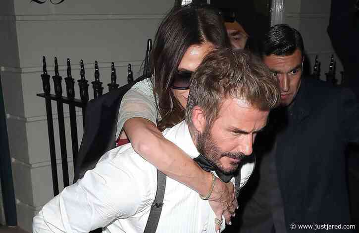David Beckham Gives Victoria a Piggyback Ride Out of Her Birthday Party to Avoid Using Crutches (Photos)
