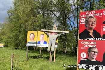 Boerenprotestpop aan kruis voor verkiezingsbord Sanne Van Looy (N-VA)