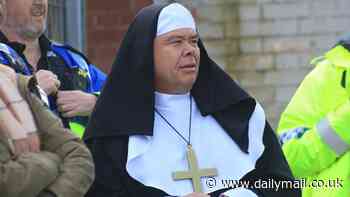 Hands, Face, Prays! Football-mad Covid Professor Jonathan Van-Tam dons nun's habit for traditional last day of the season dress-up at his beloved Boston United