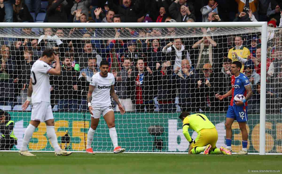 James Ward-Prowse slams 'embarrassing' West Ham collapse at Crystal Palace