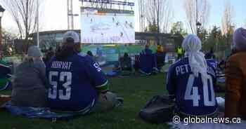 Vancouver Canucks fans get loud inside and outside arena for Game 1 of playoff run