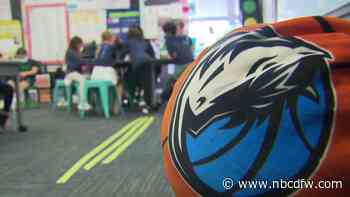 Second graders study math, with a Dallas Mavericks slant