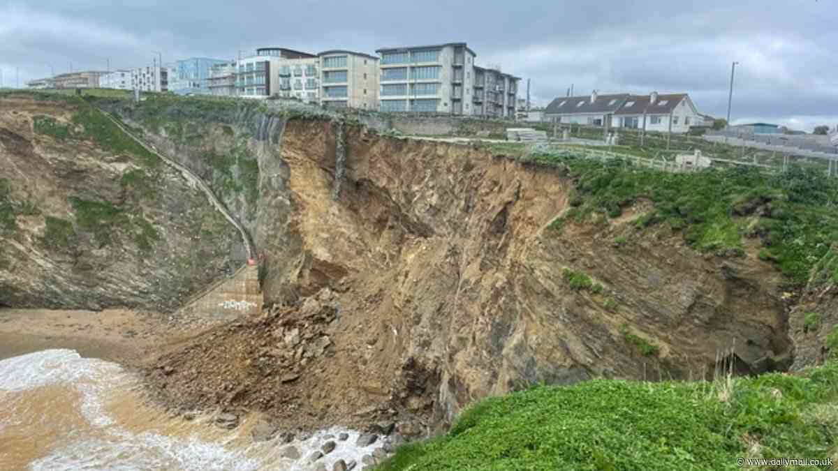 Luxury £1m homes are destroying our coastline - it's a miracle someone isn't dead yet: Furious residents living near crumbling Cornish cliffs demand work on 'second homes' development stops after THREE rockfalls onto beach in five months