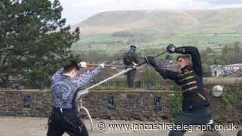 Swordfighters battle at Clitheroe Castle for St George's Day