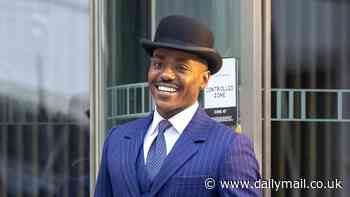 Ncuti Gatwa looks dapper in blue pinstripe suit as he films Doctor Who with co-star Millie Gibson in Cardiff