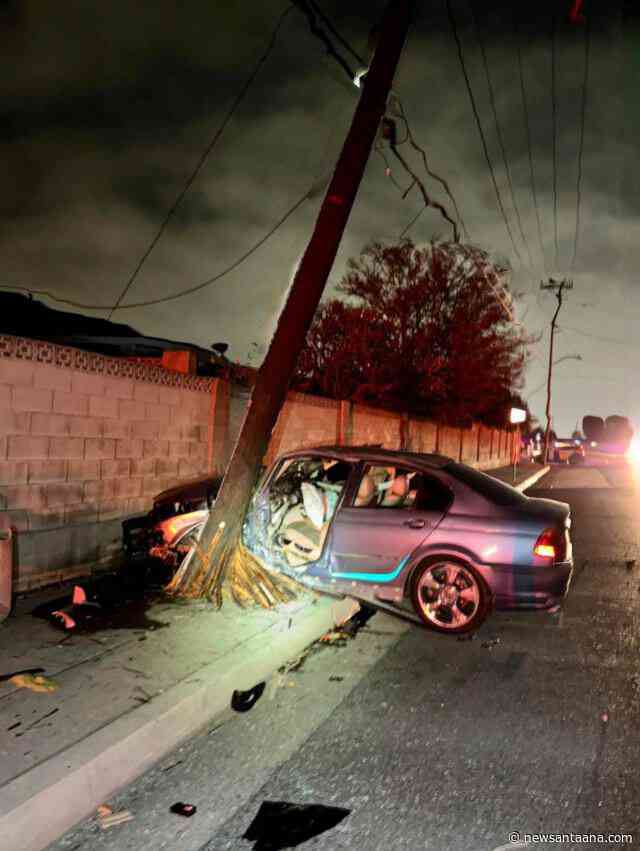 A driver crashed his vehicle into an Edison pole in Orange early today