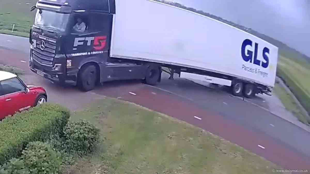If at first you don't succeed, try (then get someone else to do it)! Hilarious moment lorry driver fails repeatedly to reverse his vehicle into a small space... before onlooker takes matters into his own hands and does it for him