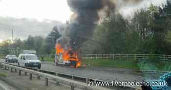Van bursts into flames near M57