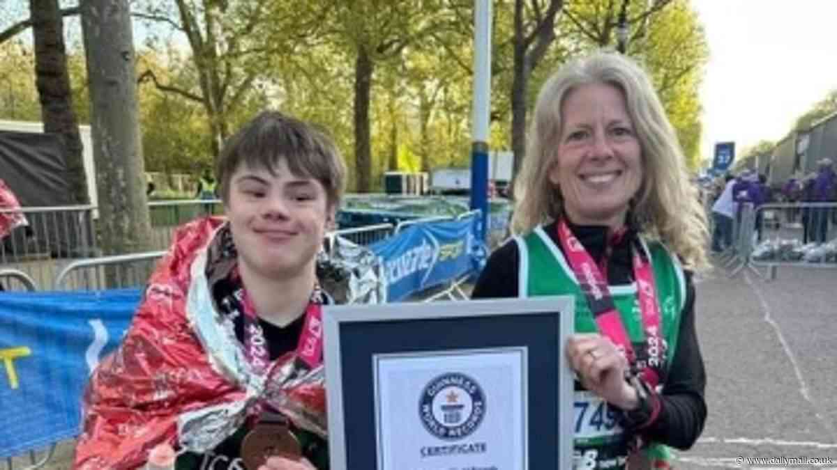 How Down's syndrome runner, 19, who became youngest person with his learning disability to complete the London Marathon was coached by his mother after being turned away by sports clubs - as he tells dreamers 'anything is possible'