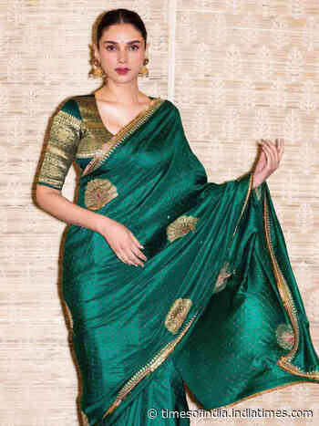 Aditi's green silk saree is perfect to brighten your wardrobe